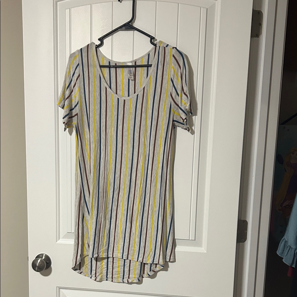 LuLaRoe Multicolor Striped Short Sleeve Top